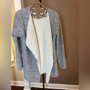 UGG Sherpa Lined Open Front Cardigan | Gray Waterfall Cozy Jacket | XL